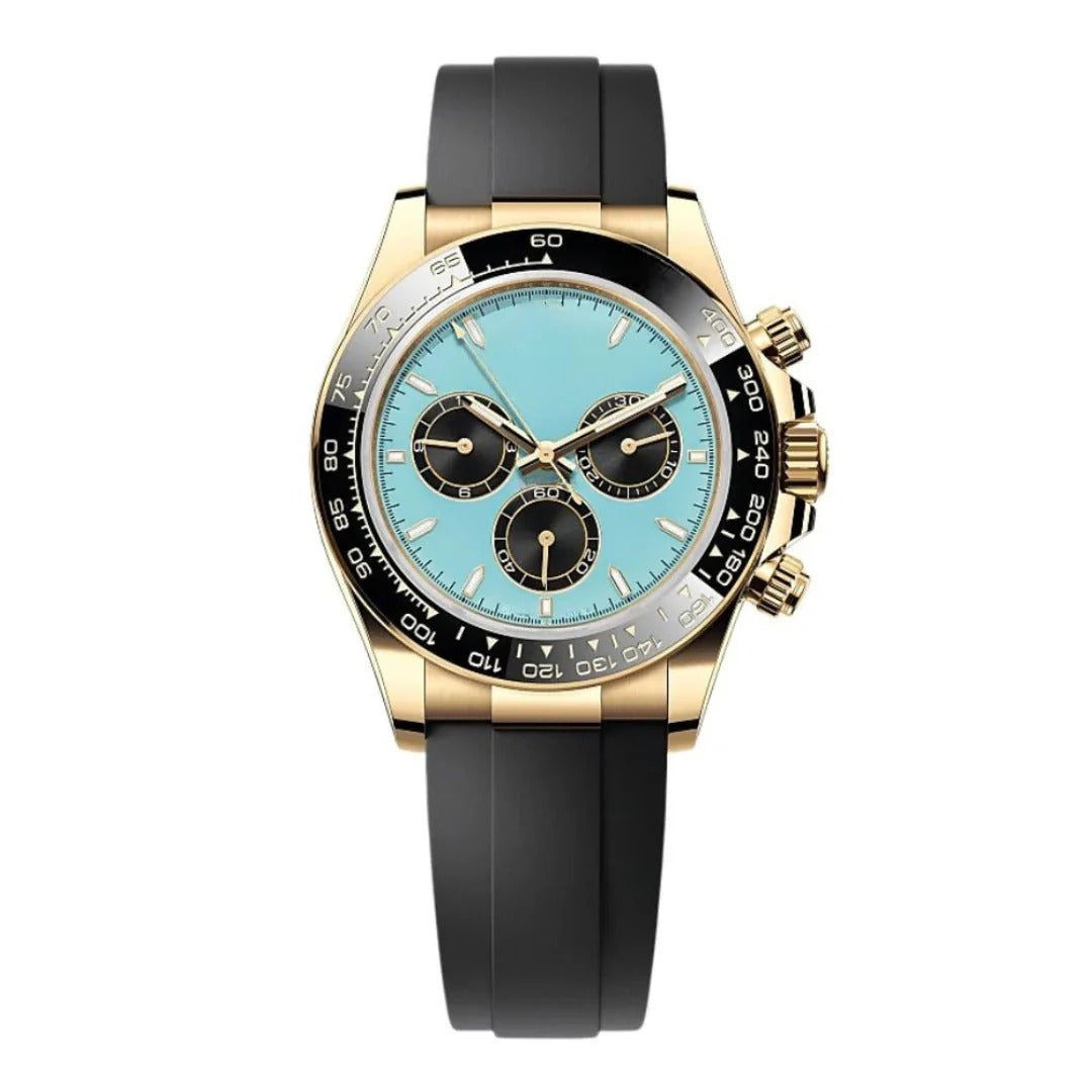 Imperium Velocity 40 – Turquoise Blue Dial | Oysterflex Strap & Black Tachymeter Bezel