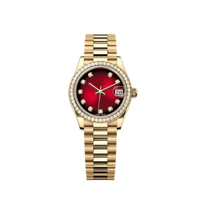 Imperium Regent 31 – Ruby Red Dial | Gold Bracelet & Diamond Bezel