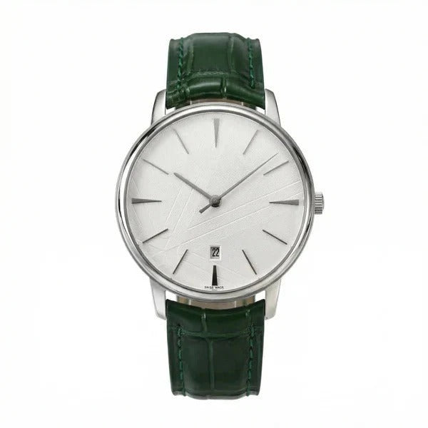 Continental Heritage 40 – White Linen Dial | Green Leather Strap