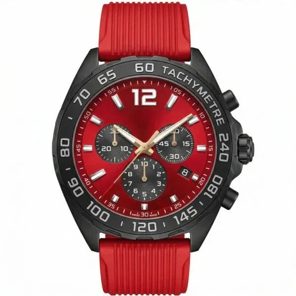 Chronara Formula 42 – Red Dial | Red Rubber Strap & Racing Chronograph