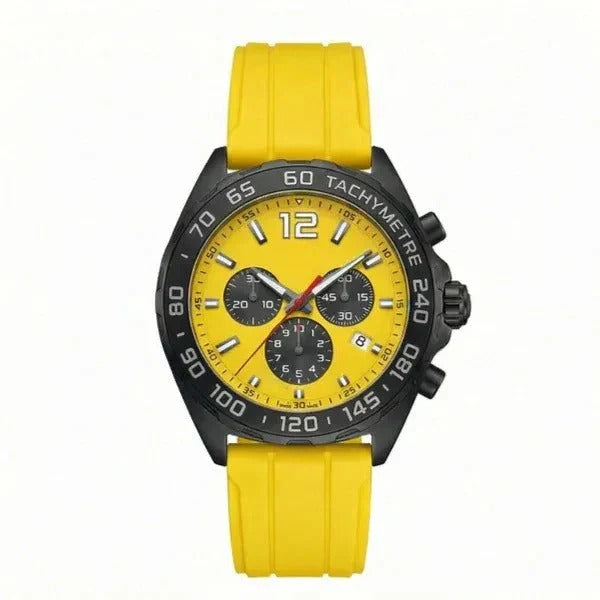 Chronara Formula 42 – Yellow Dial | Yellow Rubber Strap & Racing Chronograph