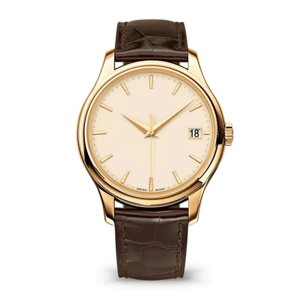 Valmont Legacy 40 – Ivory Dial | Yellow Gold Case & Brown Leather Strap