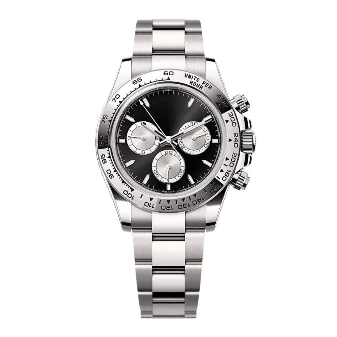 Imperium Velocity 40 – Black Panda Dial | Steel & Gold Bracelet & Gold Tachymeter Bezel