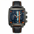 Chronara Monaco 42 – Blue Dial | Black DLC Case & Black Leather Strap