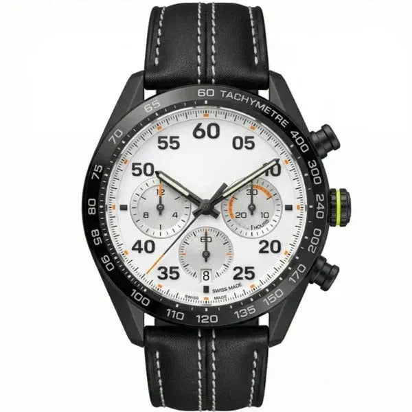 Chronara Racing Pro 42 – White Dial | Black DLC Case