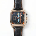 Chronara Monaco 42 – Blue Dial | Rose Gold Case & Black Leather Strap
