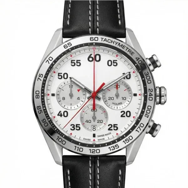Chronara Racing Pro 42 – White Dial | Red Racing Accents