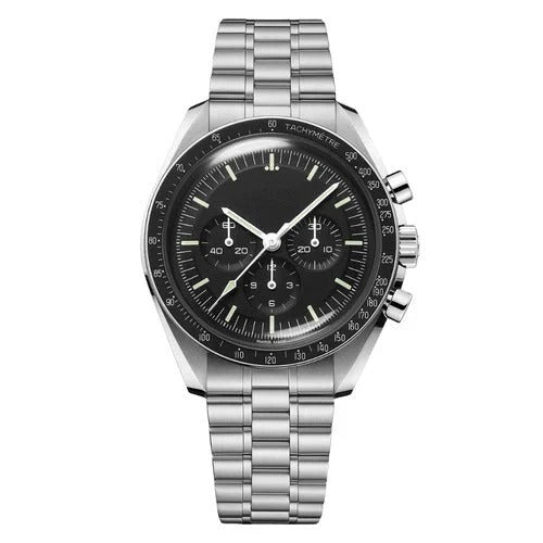 Aether Lunaris 42 – Black Dial | Steel Bracelet & Black Tachymeter Bezel