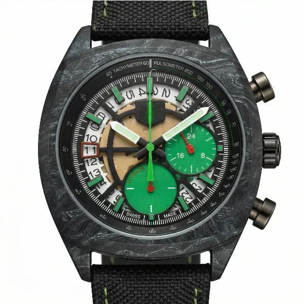 Chronara Monza 44 – Green Racing Dial | Carbon Case