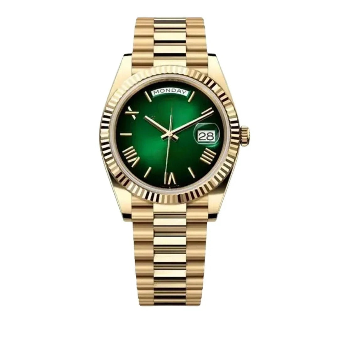 Imperium Sovereign 40 – Green Ombre Dial | Yellow Gold President Bracelet