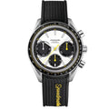 Aether Racing 42 – White Panda Dial | Black Strap & Yellow Racing Accents