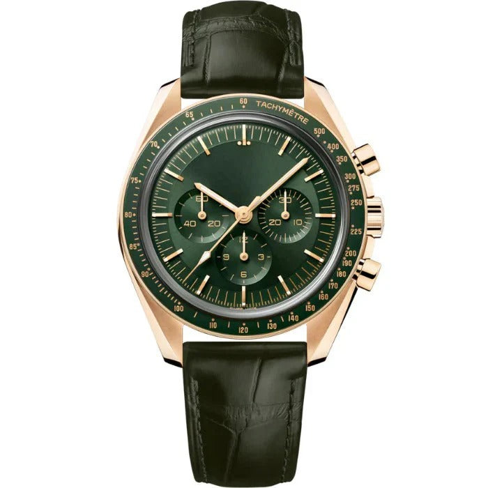 Aether Lunaris 42 – Emerald Green Dial | Steel Bracelet & Black Tachymeter Bezel
