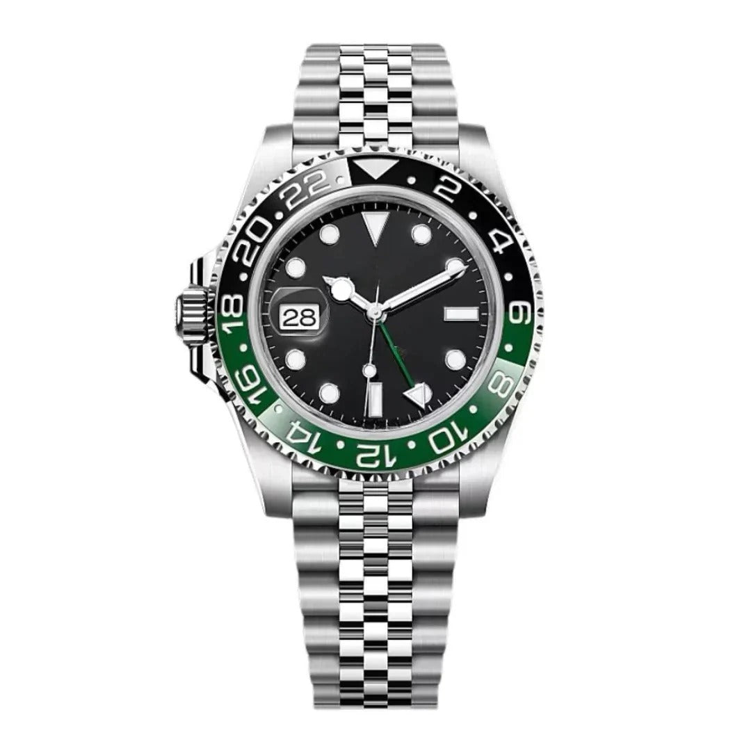 Imperium Atlas 40 – Black Dial | Jubilee Bracelet & Green-Black GMT Bezel