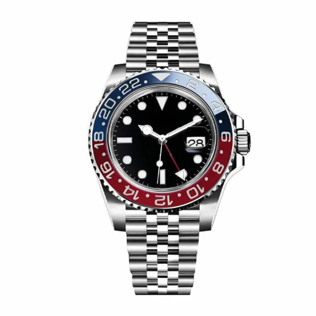 Imperium Atlas 40 – Black Dial | Jubilee Bracelet & Red-Blue GMT Bezel