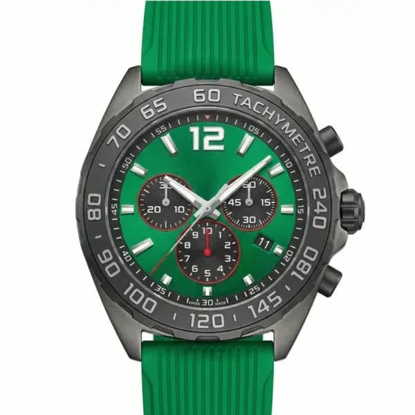 Chronara Formula 42 – Green Dial | Green Rubber Strap & Racing Chronograph